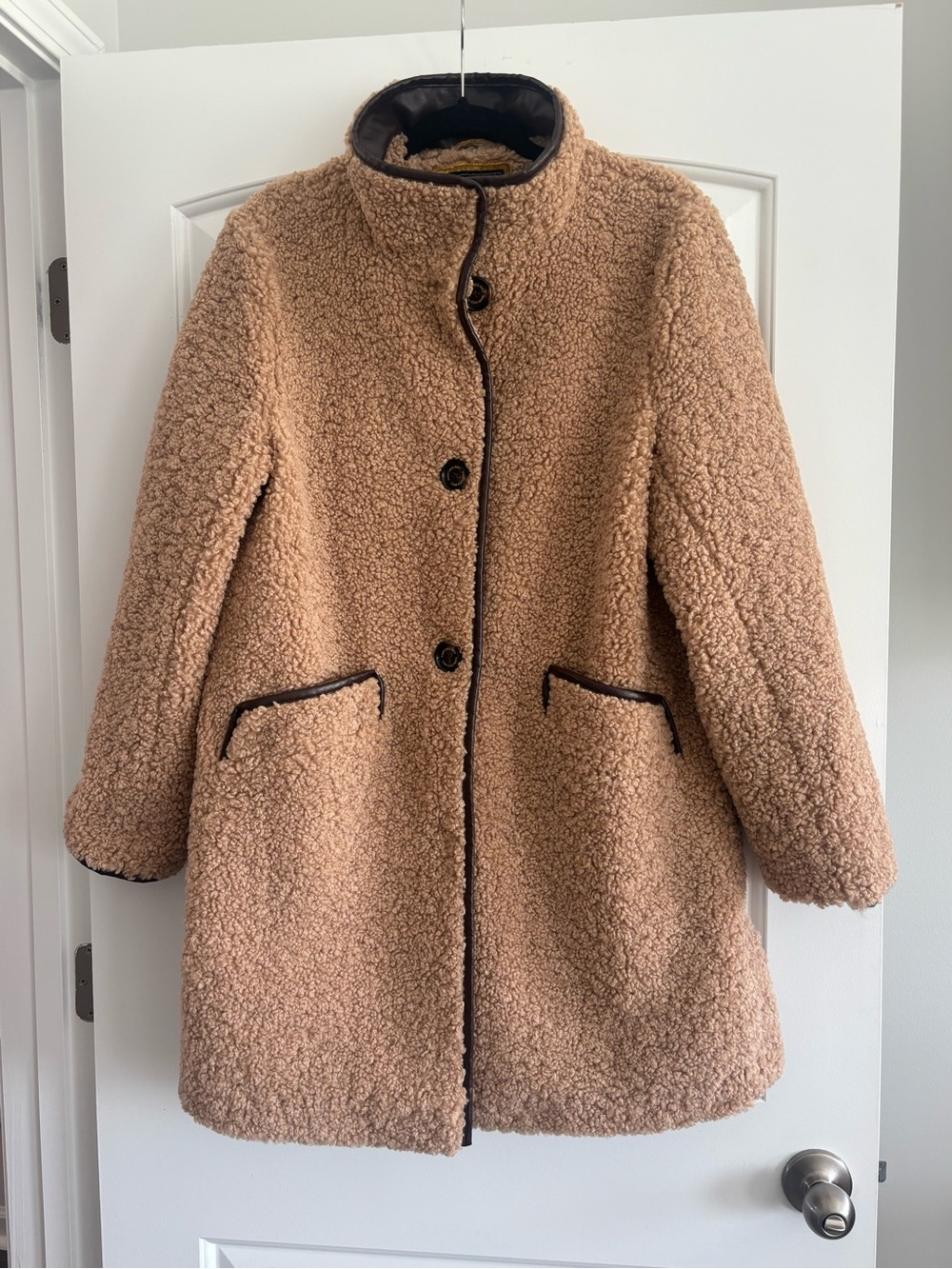 Sam Edelman Camel Teddy Coat with Contrast Trim